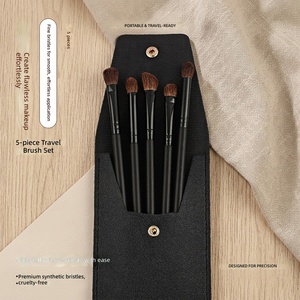 5pcs <b>Eye</b> Makeup Brush Set Animal Hair Wooden Handle Eyeshadow Blending Professional Cosmetic Kit Customizable OEM Wholesale - Product Image 2