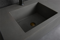 CONRAZZO Lavabo rectangulaire de luxe pour comptoir, grand lavabo sans trou d'air en béton et grès pour salle de bain