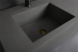 CONRAZZO Lavabo rectangulaire de luxe pour comptoir, grand lavabo <span class=keywords><strong>sans</strong></span> <span class=keywords><strong>trou</strong></span> d'air en béton et grès pour salle de bain - Product Image 4