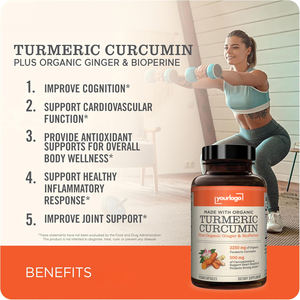 Capsules de curcumine curcuma végétalienne avec logo personnalisé comprimés 2250mg extrait de poivre noir de gingembre biologique santé immunitaire quotidienne des articulations - Product Image 3