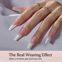 Uñas postizas de gel suave reutilizables con punta francesa cuadrada para dedos, cobertura completa, largas, estilo ataúd, de presión.