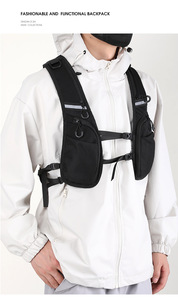 Hip-hop Streetwear Shapewear for Men Function <b>Storage</b> Backpack Nylon Pockets Fashion Waterproof Tactical Vest <b>Chest</b> Packs - Product Image 6