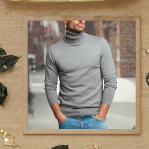 Premium <b>Men</b> Merino Wool <b>Turtleneck</b> Sweater Ribbed Knit Pullover Warm Breathable Casual Winter OEM Private Label Wholesale - Product Image 2