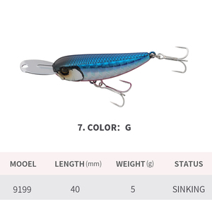 Leurre de pêche Huiping Hard Baits Sinking Pencil, leurre flottant, petit wobbler métallique, jerkbait, minnow 40mm 5g pour la pêche au bar et <span class=keywords><strong>à</strong></span> la <span class=keywords><strong>truite</strong></span> - Product Image 5