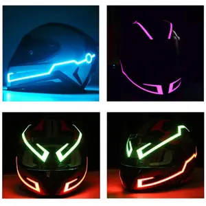 Motorcycle Helmet LED Stripe Light EL Strip Cold Light Reflector Waterproof 4 Flashing Warning Lights Night Riding Helmet Kit