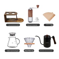 Ensemble de café artisanal : Moulin à café, filtre, bouilloire à café, support en bois personnalisé, rangement, coffret cadeau de luxe léger pour le partage de café à la maison