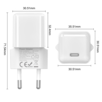 CE RoHS 25W USB-C Pengisi Daya Dinding Colokan EU Port Tunggal Mini Cube PD PPS Pengisian Cepat Adaptor Daya Logo Kustom Grosir