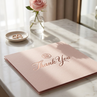 Tarjetas de Agradecimiento en Rosa Pálido con Detalles en Oro Rosa, Papelería para Bodas, Tarjetas de Felicitación con Escritura Personalizada, Venta al por Mayor OEM para Despedidas de Soltera