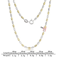 TIANYIDA Boutique Bijoux italiens Collier chaîne en perles d'olive en argent sterling 925 Collier plaqué or brillant de luxe