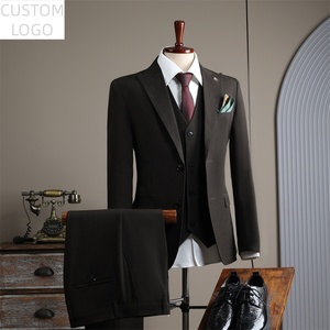Traje de <span class=keywords><strong>Hombre</strong></span> de 3 Piezas, Color Marrón Oscuro, Corte Entallado Moderno, con Logotipo Personalizado, Atuendo <span class=keywords><strong>Formal</strong></span> <span class=keywords><strong>para</strong></span> Bodas, Negocios y Uso Diario - Product Image 1