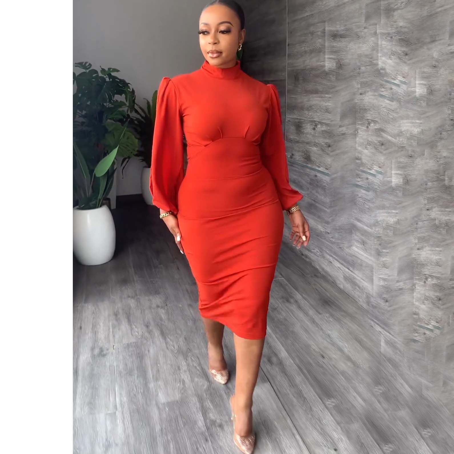 Buy In Bulk Long Sleeve Mid Calf Length Dresses Eco-Friendly Linen Material  | Alibaba.com