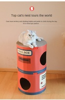 Arbre à chat vertical moderne en gros, tour à chat en papier ondulé résistant à l'usure, double design, universel pour les quatre saisons, nid pour chat