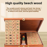 Ensemble de Mahjong en bois de hêtre massif de qualité supérieure, fabriqué à la main, classique, durable, moderne, luxueux, pour 4 joueurs, divertissement familial à domicile, jeu complet de tuiles