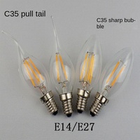 Ampoules à filament LED C35 en gros pour lustre 3000k/2700k/6500k AC Vintage Clear Globe approvisionnement d'usine E27/E14/B22 résidentiel