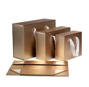 Contenitore regalo per imballaggio magnetico pieghevole oro di lusso di alta qualità per piccole imprese scatola regalo con coperchio magnetico per il presente