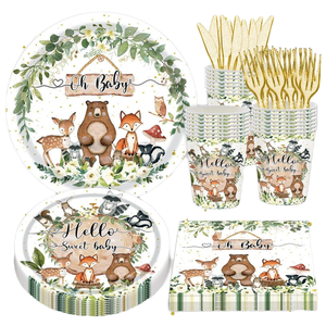 Forniture per feste per Baby Shower nei boschi di DAMAI per bambini e ragazze Safari nella giungla di animali selvatici per decorazioni portatovaglioli Set per 20 ospiti - Product Image 2