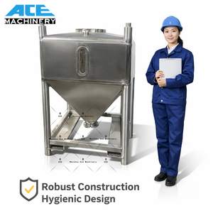 2000L Sanitary Food Grade <b>Storage</b> Bin Stainless Steel Movable Powder <b>Storage</b> IBC Tank Container - Product Image 5