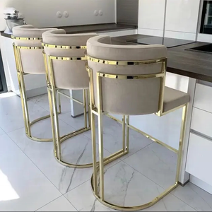 Silla de Barra Alta Moderna en Oferta, Tapizada en Terciopelo con Acero Inoxidable, para Hogar, Hotel, Bodas, Comedor al Aire Libre N 1.Durab - Product Image 3