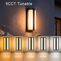   Lámpara de Pared Exterior LED Inteligente APP 5CCT de 12 Pulgadas, IP65, Certificación ETL, Aluminio, para Porche, Patio