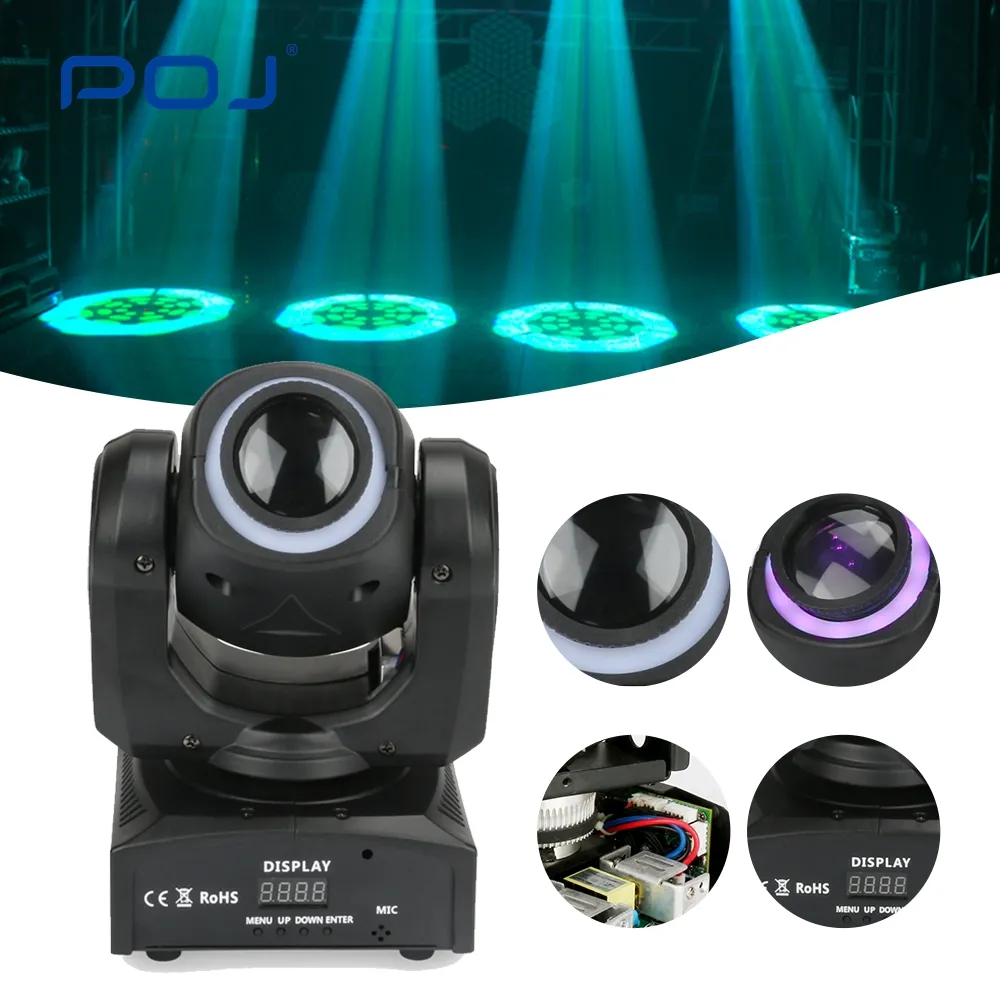 POJ LE30 2023 Hot sell 30w DMX512 mini led gobo rotating moving head light for dj show club disco