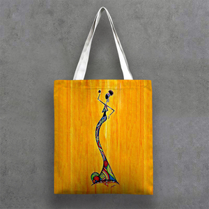 Bolsa <span class=keywords><strong>de</strong></span> Compras Ecológica Personalizada con Asas, con Pintura Abstracta <span class=keywords><strong>de</strong></span> Mujer Africana sobre Lienzo que Representa <span class=keywords><strong>la</strong></span> <span class=keywords><strong>Vida</strong></span> en África con Patrón <span class=keywords><strong>de</strong></span> Dibujos Animados - Product Image 5