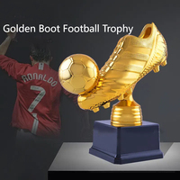 Trophée de football en plastique à succès, trophée de botte d'or, trophée commémoratif de match de football, peut être imprimé avec un logo