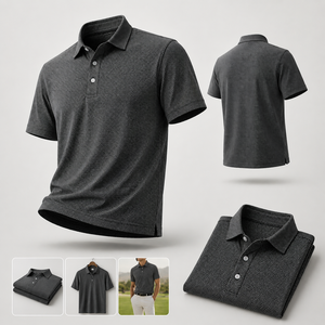 Polo de Golf Personalizado Premium para Hombre, Color Carbón, Microperforado, Absorbente de Humedad, Marca Privada, Ropa Corporativa OEM - Product Image 2
