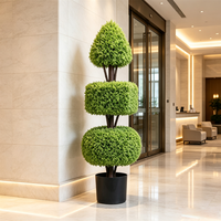 Arbre topiaire artificiel à trois formes en pot, plante de buis artificielle pour hôtel, villa, patio, jardin, projet de paysagisme commercial, décoration