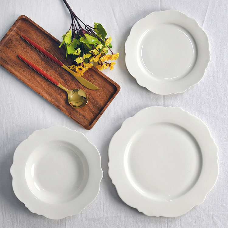 Amazon hot sale ceramic dinner plates cheap bulk flat, white porcelain wedding plates