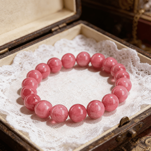 צמיד חרוזים עגולים מאבן ורדרדה טבעית מתכוונן, אופנתי, פשוט, אנרגטי, פנג שואי, אביזר קריסטל - Product Image 3