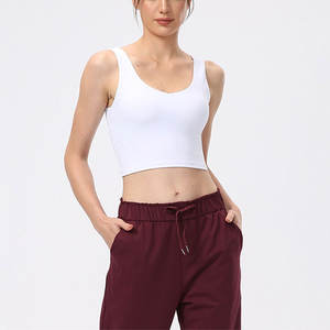 Camiseta deportiva de Color liso con cuello en U para mujer, chaleco deportivo con correa de sujetador incorporado, Espalda descubierta, Top de Yoga para Fitness - Product Image 6