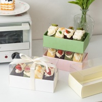 Boîtes en papier d'emballage de dessert macaron personnalisées en gros boîtes à biscuits rectangulaires avec couvercle transparent écologique