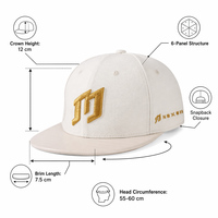 Casquette unisexe à 6 panneaux à bord plat en 100 % coton, broderie machine et motifs en relief, tissu denim/daim/corduroy, style sportif/élégant, vente en gros