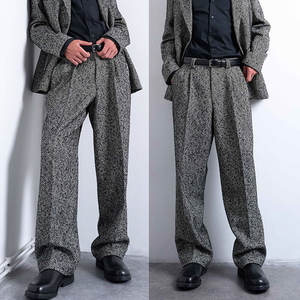 Pantalons droits plissés pour <span class=keywords><strong>homme</strong></span> YUCE, sur mesure, en <span class=keywords><strong>laine</strong></span> à chevrons, <span class=keywords><strong>pantalon</strong></span> de costume vintage, jacquard classique, <span class=keywords><strong>pantalon</strong></span> sur mesure - Product Image 3