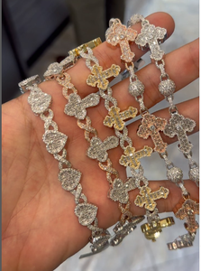 Bracelet chaîne cubaine personnalisé en argent plaqué, style hip-hop, avec breloque multi-croix en forme de X, serti de zircons cubiques 5A, pour hommes <span class=keywords><strong>et</strong></span> <span class=keywords><strong>femmes</strong></span> - Product Image 5