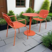 Ensemble de table ronde et chaises en aluminium pour terrasse de café, restaurant ou espace extérieur - Mobilier de jardin en métal