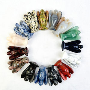 Decoraciones de Cristal al por Mayor, Tallados Artesanales, Cuarzo Rosa, Piedra de Sangre de Dragón, Jaspe Rojo, Ángel Multimaterial para Colección - Product Image 2