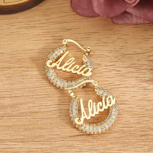 Custom Name Earrings 18K Gold Plated Stainless Steel Hoop Earrings Trendy Fashion Jewelry For Women For Weddings And Parties