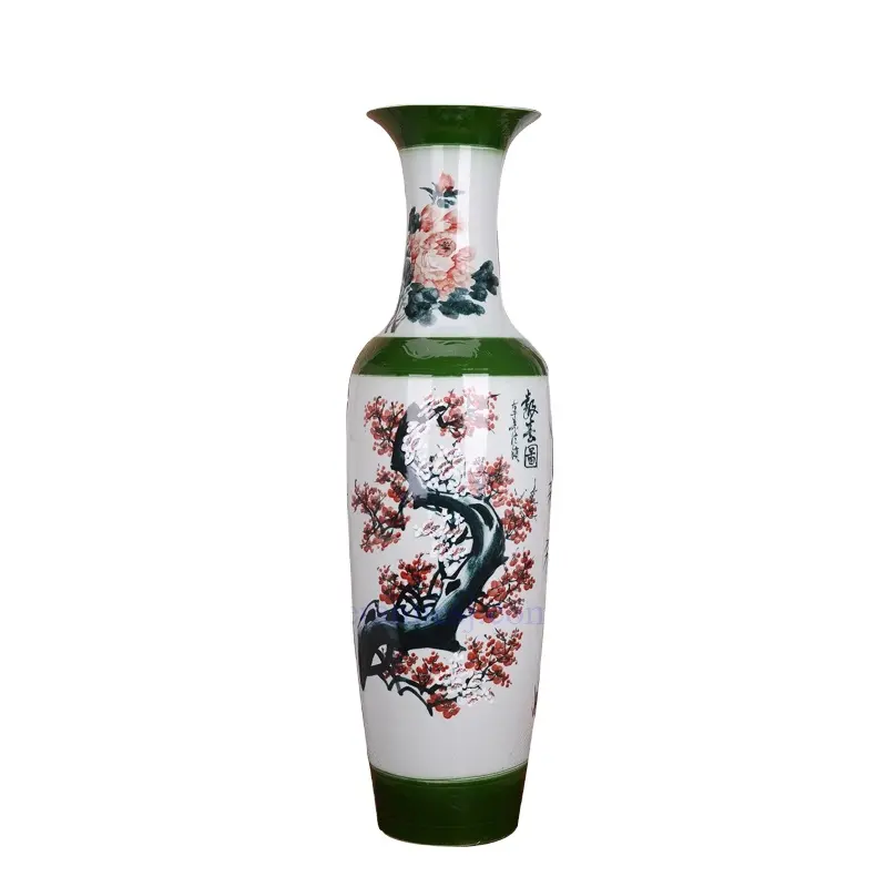 Vase chinois ancien en céramique de fleur de prunier, grand vase de 60 pouces, en porcelaine, pour la décoration du bureau d'hôtel