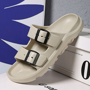 Nouveauté 2024, sandales plates en EVA respirantes à double sangle colorées, à bout ouvert, pour hommes, chaussures d'été - Product Image 3