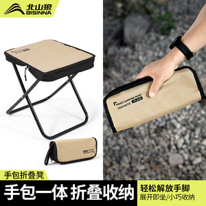 Folding Stool Portable Outdoor Camping Chair Rectangular Iron Frame Compact Design For Fishing Travel Use - Product Image 2