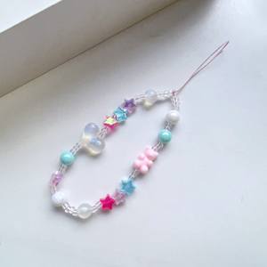 Bracelet à perles en forme de cœur mignon, nœud papillon coloré en acrylique, fleur, papillon, perle douce, accessoires pour <span class=keywords><strong>coque</strong></span> de téléphone portable, chaîne anti-perte - Product Image 6