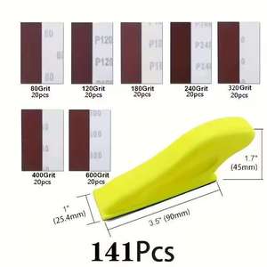 Juego de lijadoras manuales pequeñas, discos adhesivos de 9 cm x 2,54 cm para madera y metal - Product Image 3