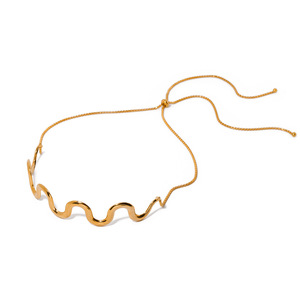 Gioielli impermeabili in acciaio inox curva choke 18K collana d'oro <span class=keywords><strong>con</strong></span> collo regolabile - Product Image 4