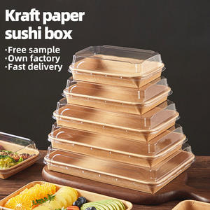 Kemasan Makanan Sushi Ramah Lingkungan dari Kertas Kraft Sekali Pakai yang Dapat Didaur Ulang dengan Kotak Sushi Kustom dan Bahan Daur Ulang - Product Image 1