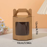 Boîte en carton kraft hexagonale portable avec fenêtre transparente, emballage cadeau pliable pour une seule fleur, une bougie ou une bouteille de vin pour la Saint-Valentin