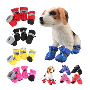 4 pz/set invernali impermeabili per cani da compagnia scarpe antiscivolo con suola morbida calzature spesse calde per piccoli gatti cani calzini stivaletti - Product Image 2