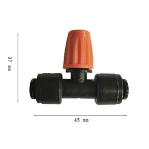 Vanne d'irrigation goutte-à-goutte à connexion rapide 3 voies 45 mm x 37 mm, compensatrice de pression, en plastique noir, pour jardin et ferme - Product Image 1