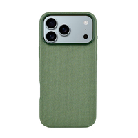 Coque de Téléphone TechWoven Personnalisable avec Logo, Fonction Cordon pour iPhone 17, Texture Lin pour iPhone 17 Pro Max
