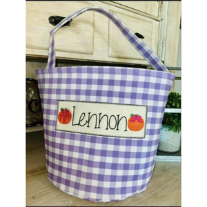 2022 Fashion Trend Home Decoration Kids Easter Tote Bag Easter Basket Monogram Seersucker Gingham Easter Bucket